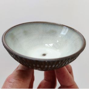 Skl med mnster, hvid/sort (: 8cm)