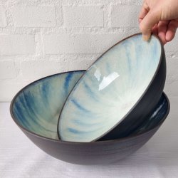 Skl i hvid/bl med rt ydre (: 25)