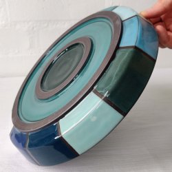 Fad, hj kant, 12 farver bl/ turkis (: 26 cm)