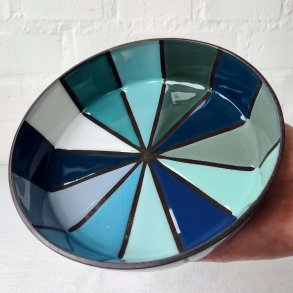 Fad, hj kant, 12 farver bl/turkis (: 17 cm)