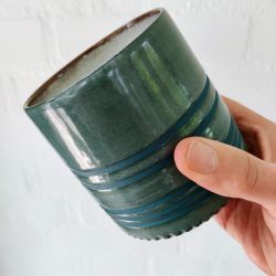 Stort krus, petroleumsbl/turkise striber