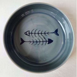 Fadsk�l i st�vet gr�/bl� med fiskeben (�: 30 cm)